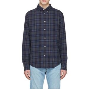 Rag & Bone men’s navy multi checkered slim fit Tomlin button down shirt